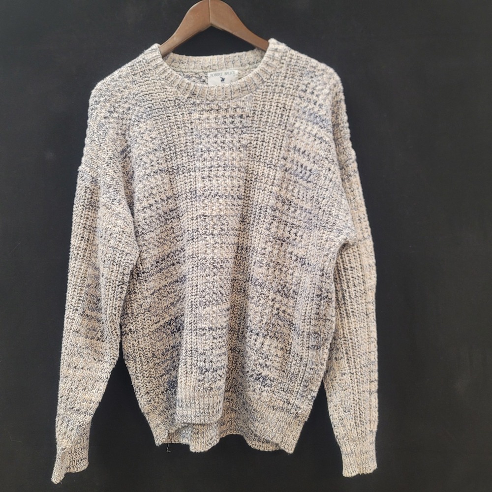 Robert Bruce Mens Vtg Chunky Marled Sweater Size XL‎ Thick Cotton Heritage Blue